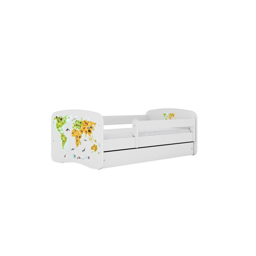 Cama 140 x70 cm Kocot Kids com colchão BabyDreams Map White