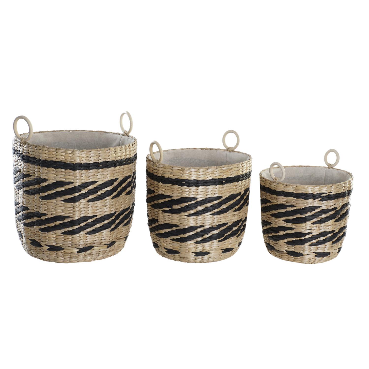 CESTA SET 3 FIBRA POLIESTER 38X38X36 NATURAL DC195682 - EL MEJOR COMPLEMENTO PARA TU HOGAR FIJALO