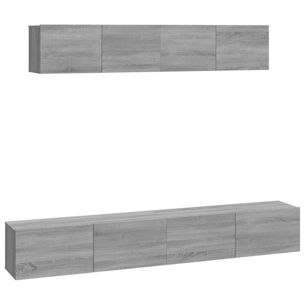 vidaXL Set de muebles para TV 4 piezas madera contrachapada 100x30x30 cm, Mueble de Salon, Mueble TV, Mueble TV salon, Mesa de TV, Mueble tele