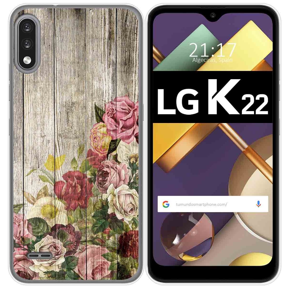 Tumundosmartphone Funda Gel Tpu para Lg K22 diseño Madera 08 Dibujos