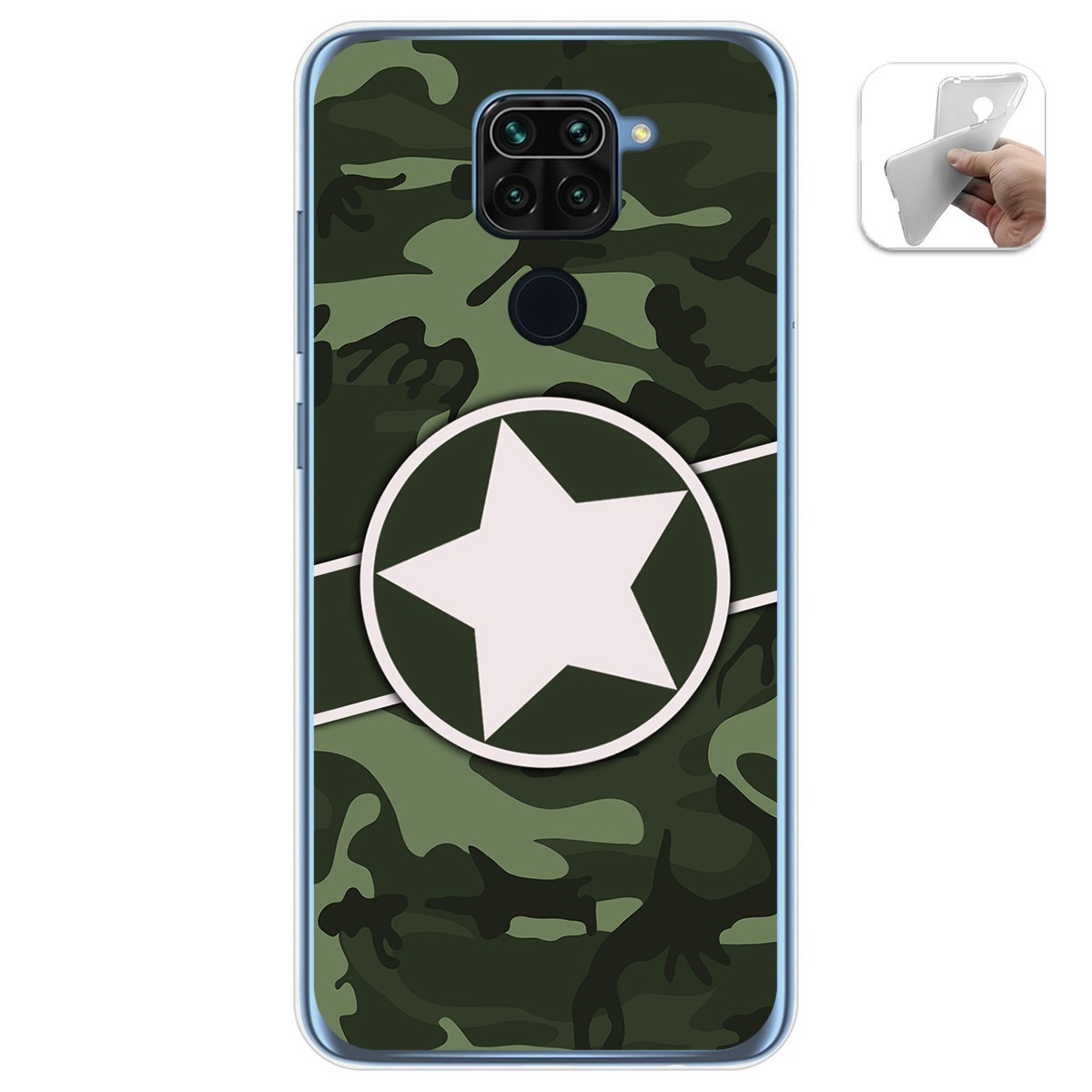 Tumundosmartphone Funda Gel TPU Xiaomi Redmi Note 9 Camuflaje 01 Personalizada