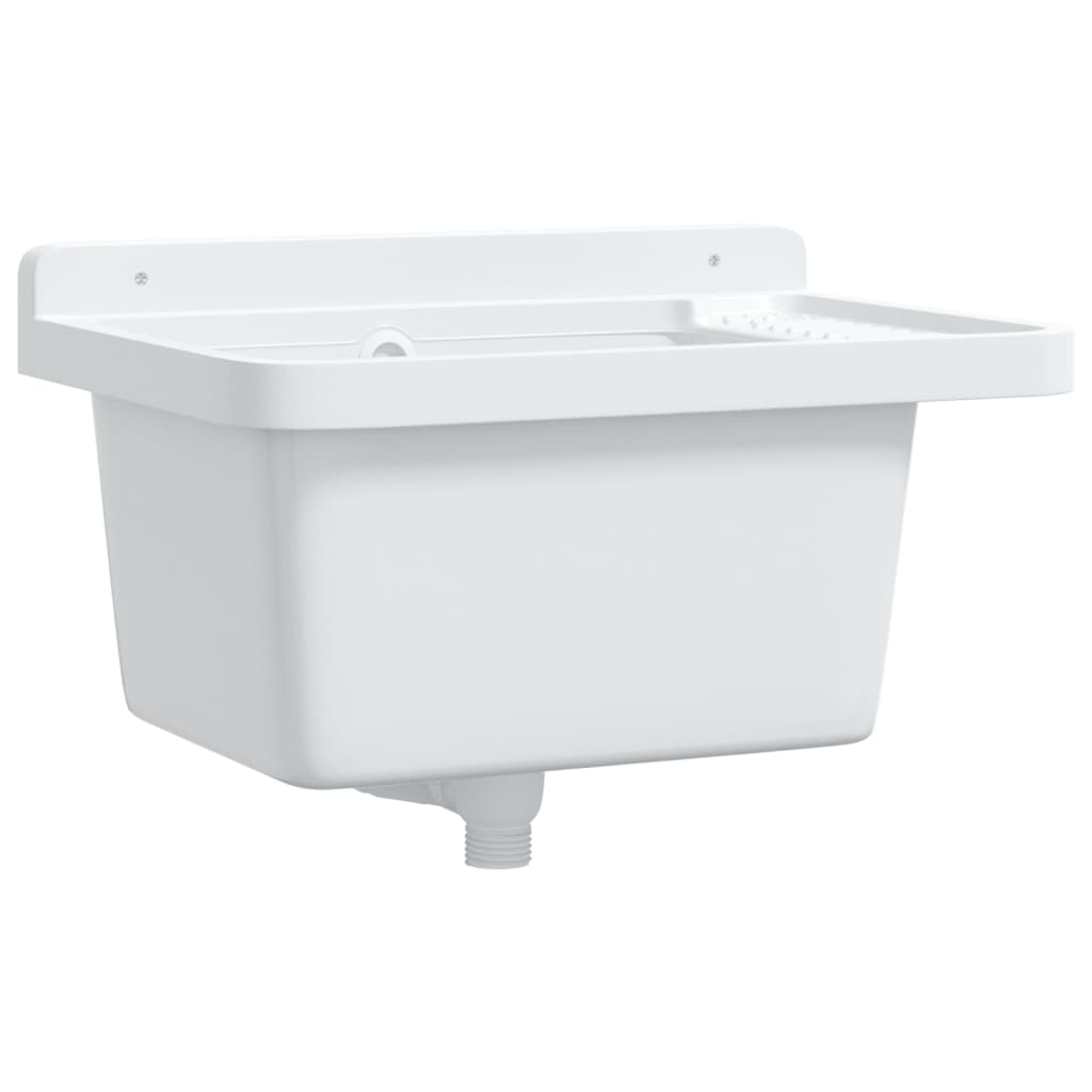 vidaXL Fregadero lavabo de pared resina 50x35x24 cm Color Gris,  Blanco, y mas