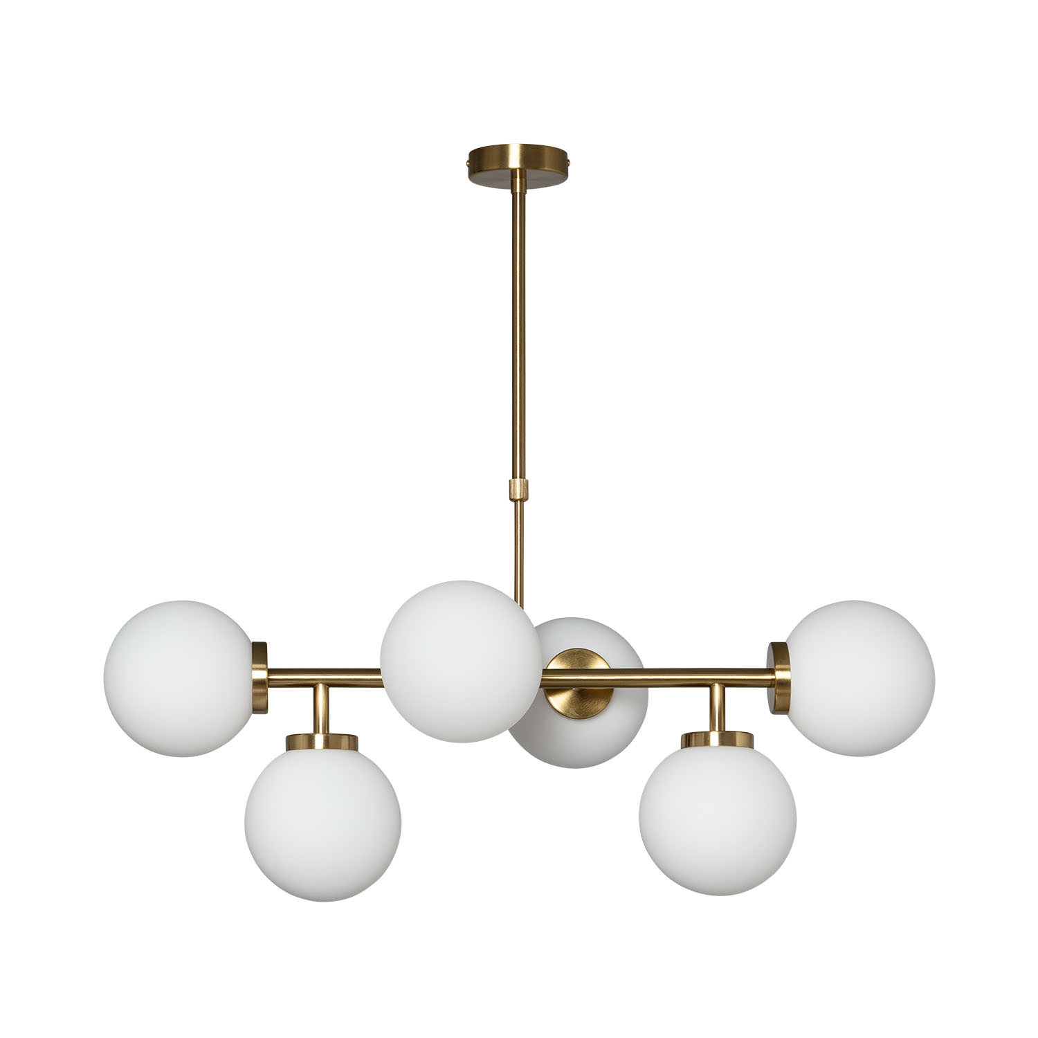 LEDKIA LIGHTING - Lámpara Colgante Lautrec | Diseño Moderno y Elegante | Metal y Cristal | Regulable en Altura | 6 Bombillas E27 No Incluidas | Salón, Dormitorio, Dorado, Metal