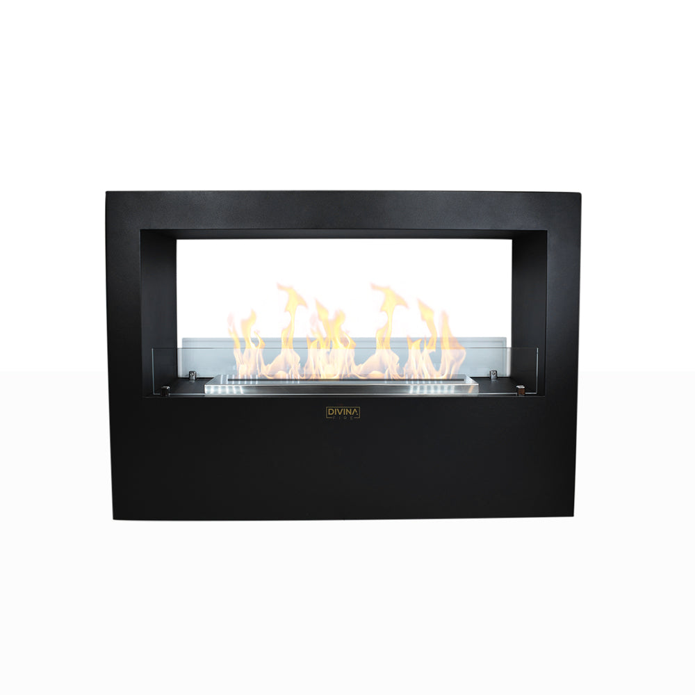 Chimenea de bioetanol de suelo para uso interior y exterior Giotto S Negro 100x30x70