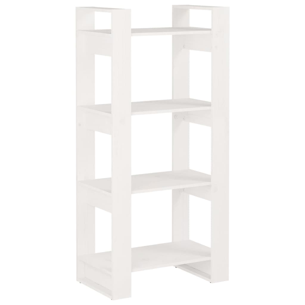 vidaXL Estantería/divisor de espacios madera maciza 60x35x125 cm Natural, Blanco, Gris Mueble Almacenaje Estantería para Oficina, Estudio, Dormitorio Estantería/Librería/ mueble de Almacenamiento
