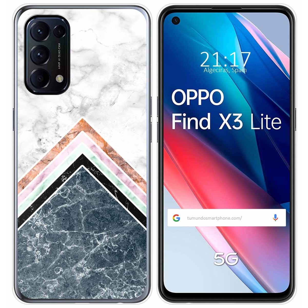 Tumundosmartphone Funda Gel Tpu para Oppo Find X3 Lite 5G diseño Mármol 05 Dibujos