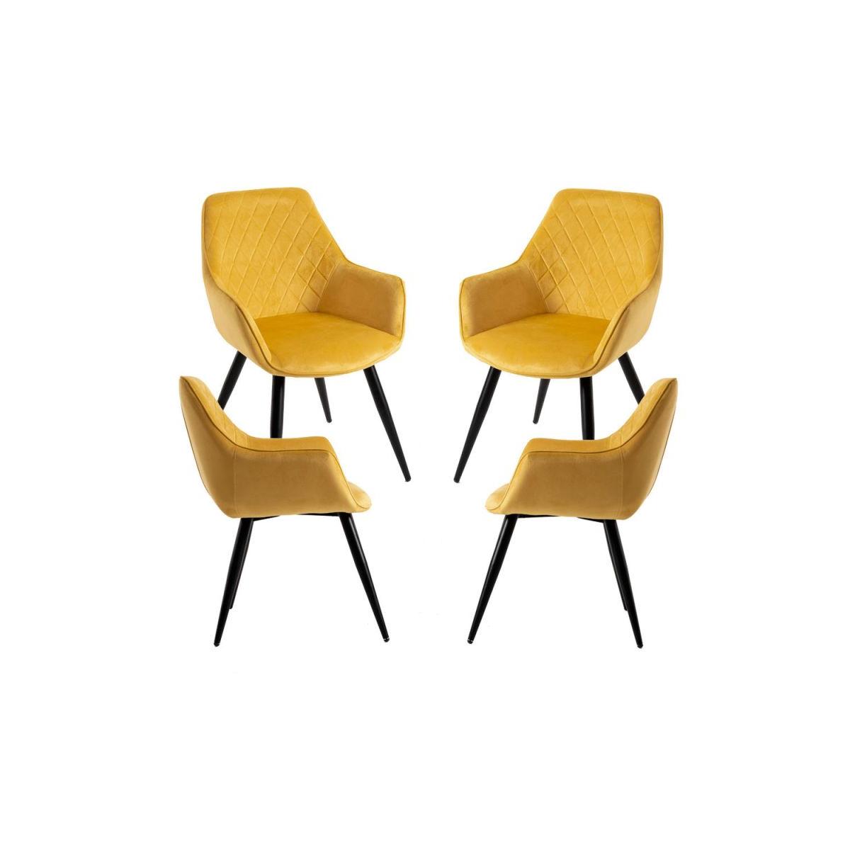 Regalos Miguel - Packs Sillas Comedor - Pack 4 Sillas Kres Terciopelo - Amarillo