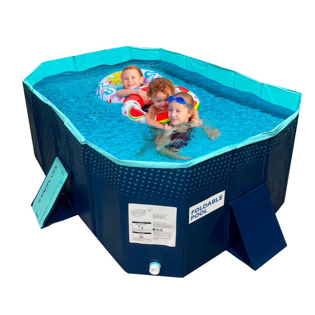 INDUSTEX - Piscina Plegable Foldable Pool, 130X90X45cm, Piscina para niños, Piscina para Perros portátil, Piscina Plegable, bañera, Piscina Juguete, Adecuada para niños, Mascotas Medianas