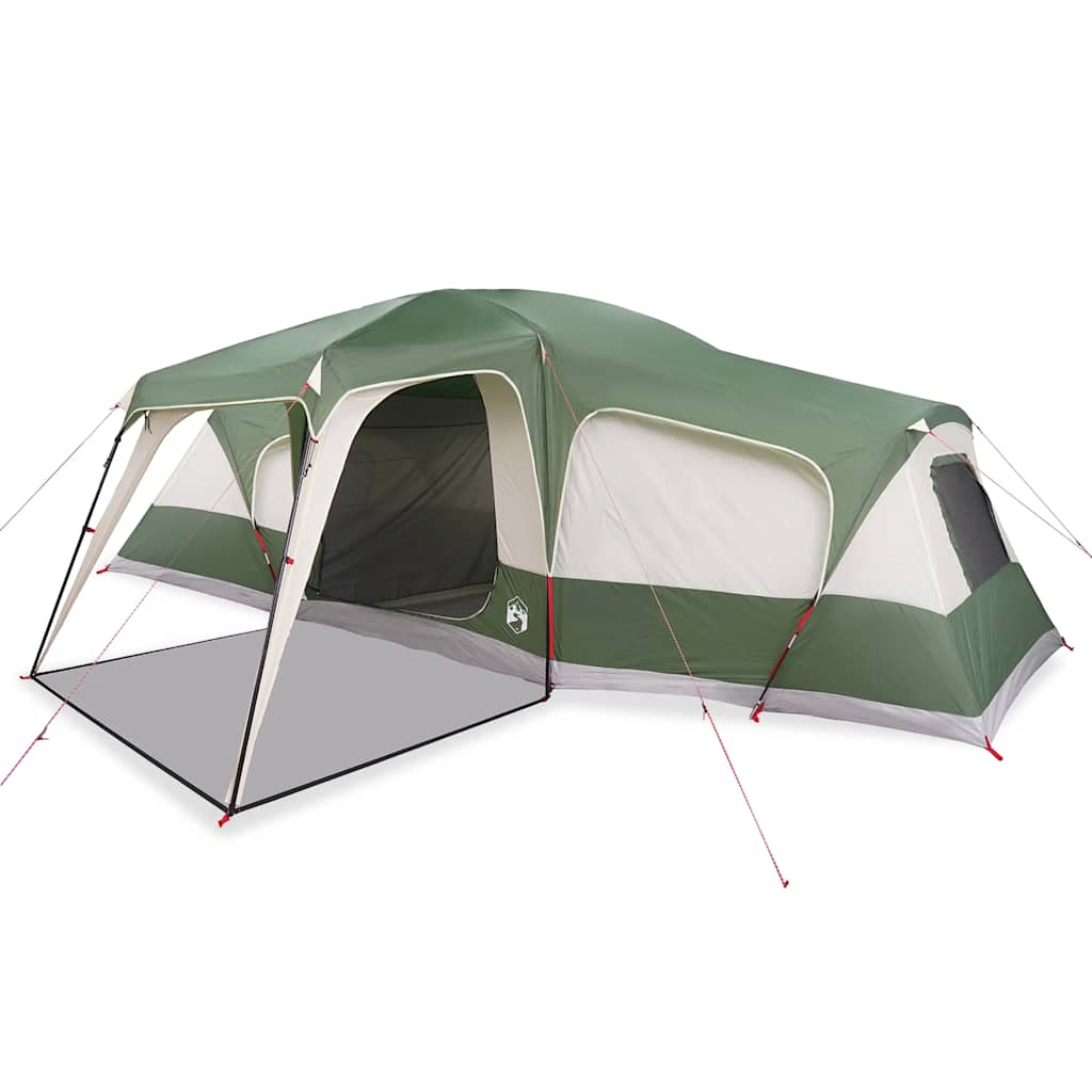 vidaXL Tienda familiar con porche 9 personas impermeable verde
