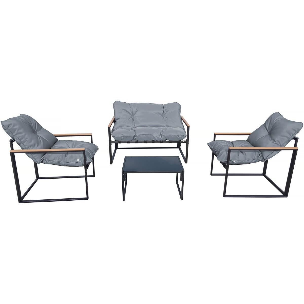 Habitat y Jardin - Muebles de jardín "Jules" - 4 plazas - Gris/Negro