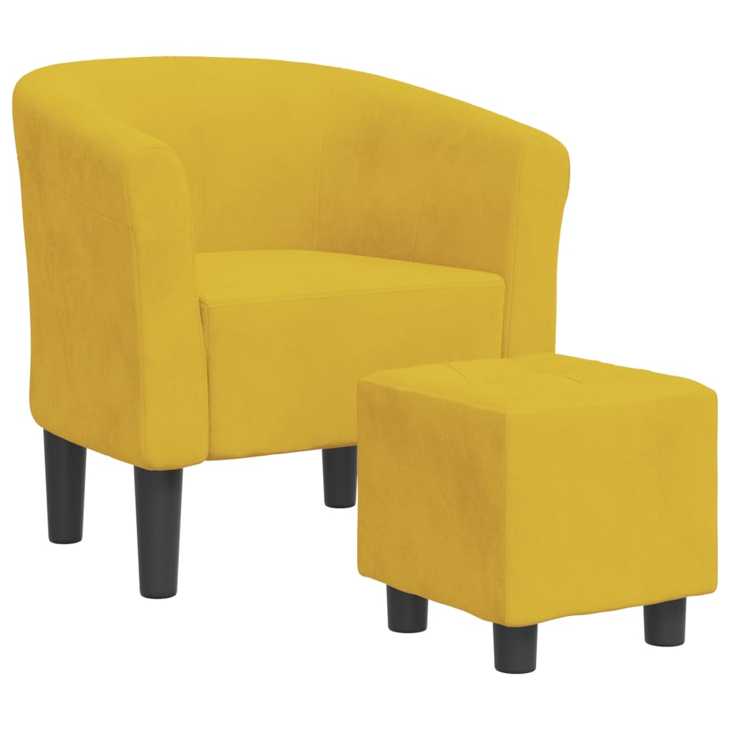 vidaXL Sillón con taburete terciopelo amarillo