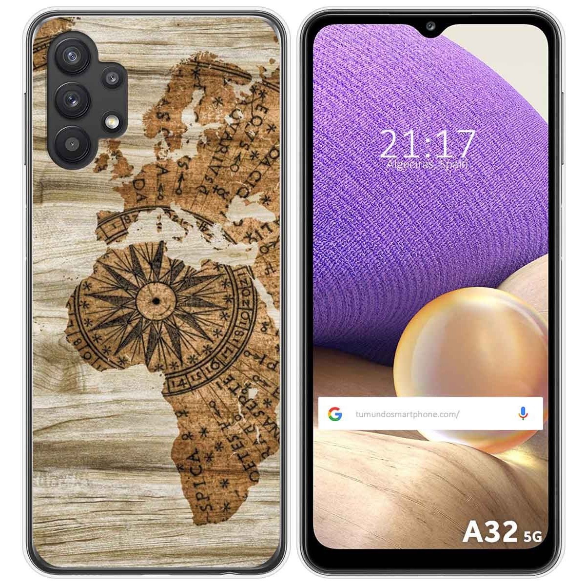 Tumundosmartphone Funda Gel Tpu para Samsung Galaxy A32 5G diseño Madera 07 Dibujos
