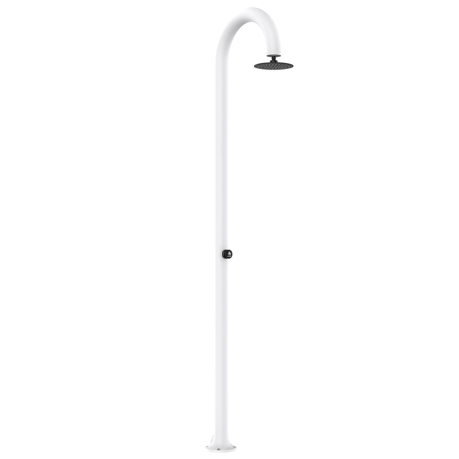 Sined Luna Timer Ducha De Aluminio Blanco Doble Conexión De Agua Fría Lateral o Inferior Ducha Temporizada De Agua Fría Con Rociador y Mezclador Redondo Blanco