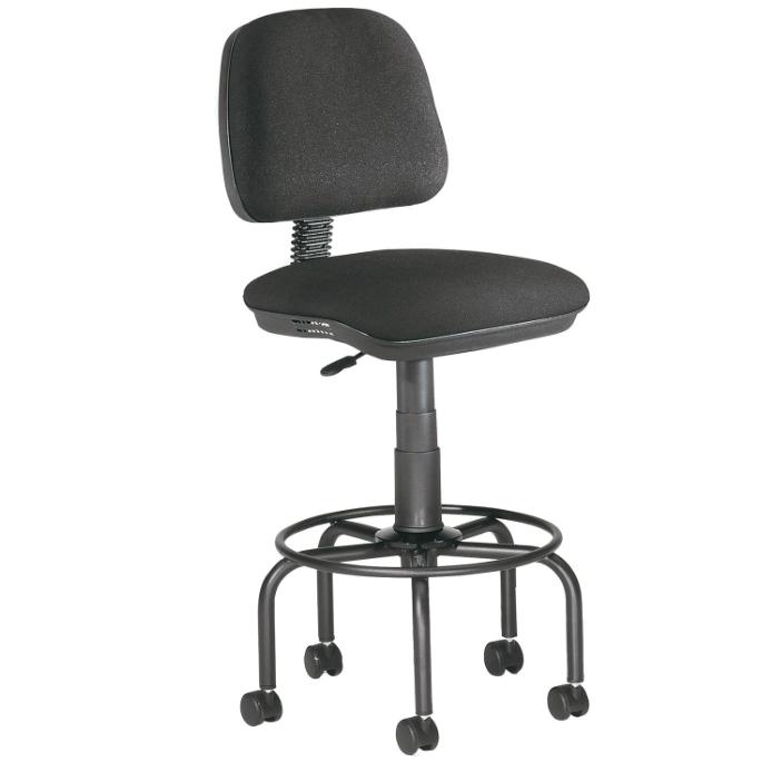 Taburete con respaldo rocada para mesa de dibujo negro regulable en altura hasta 725 mm tela ignifuga