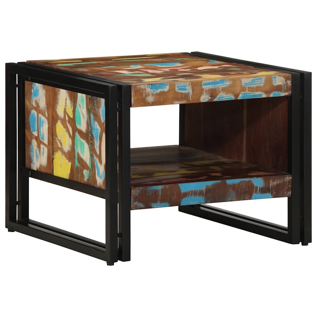 vidaXL Mesa de centro multicolor 50x50x38 cm madera maciza reciclada