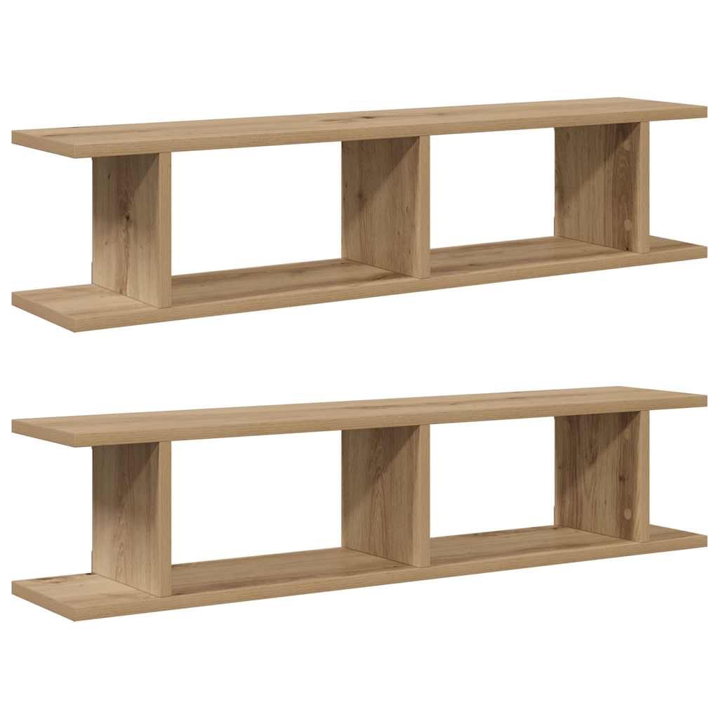 vidaXL Estantes pared 2uds madera ingeniería roble artisian 90x18x20cm