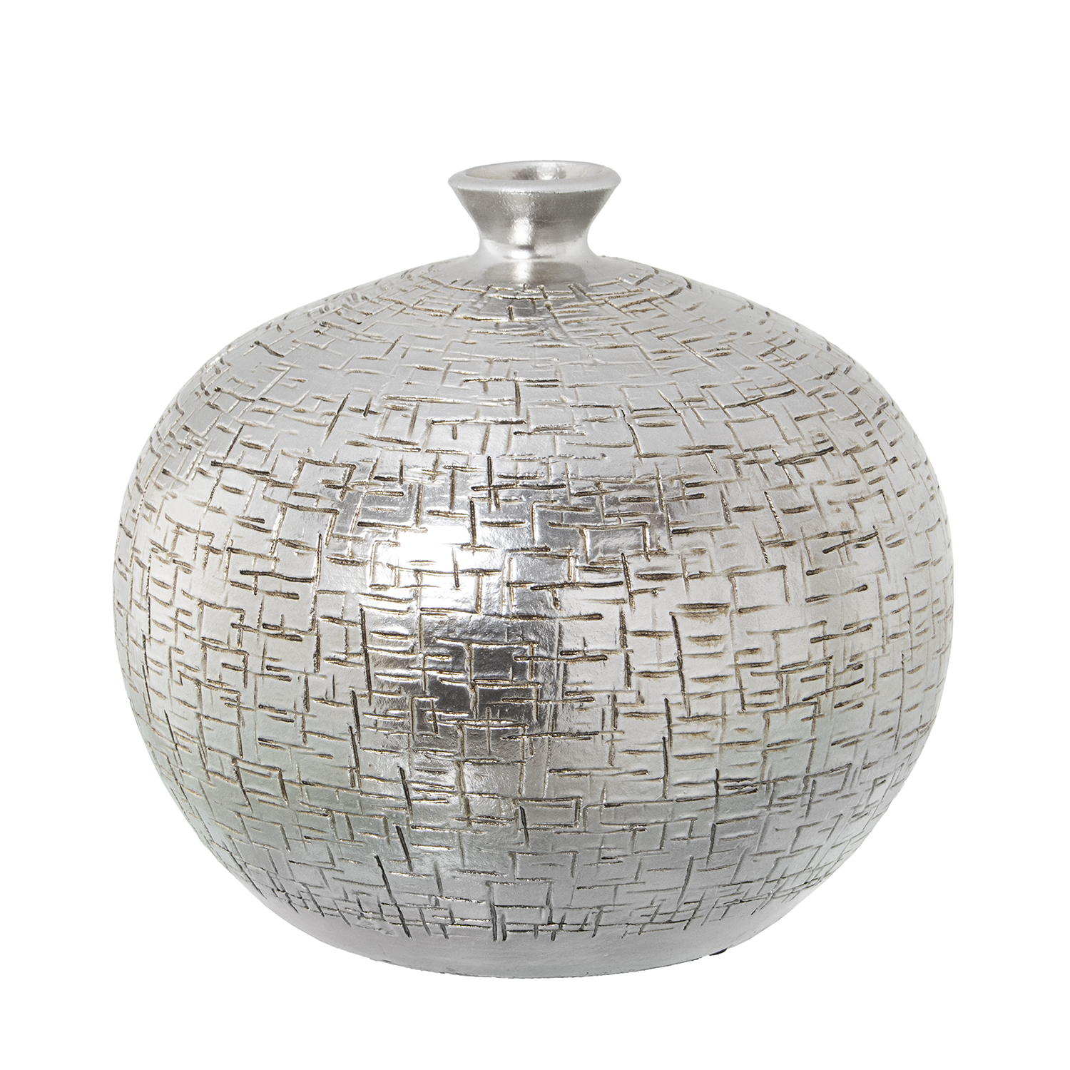 Jarron ceramica diametro 20cm plateado 20x19cm