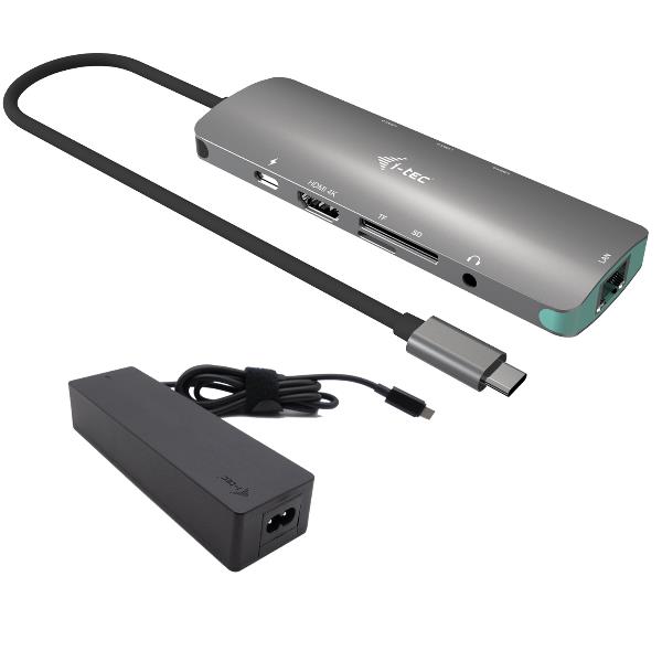 i-tec USB-C Metal Nano Docking Station 4K HDMI LAN with Power Delivery 100W + Universal Charger 100W