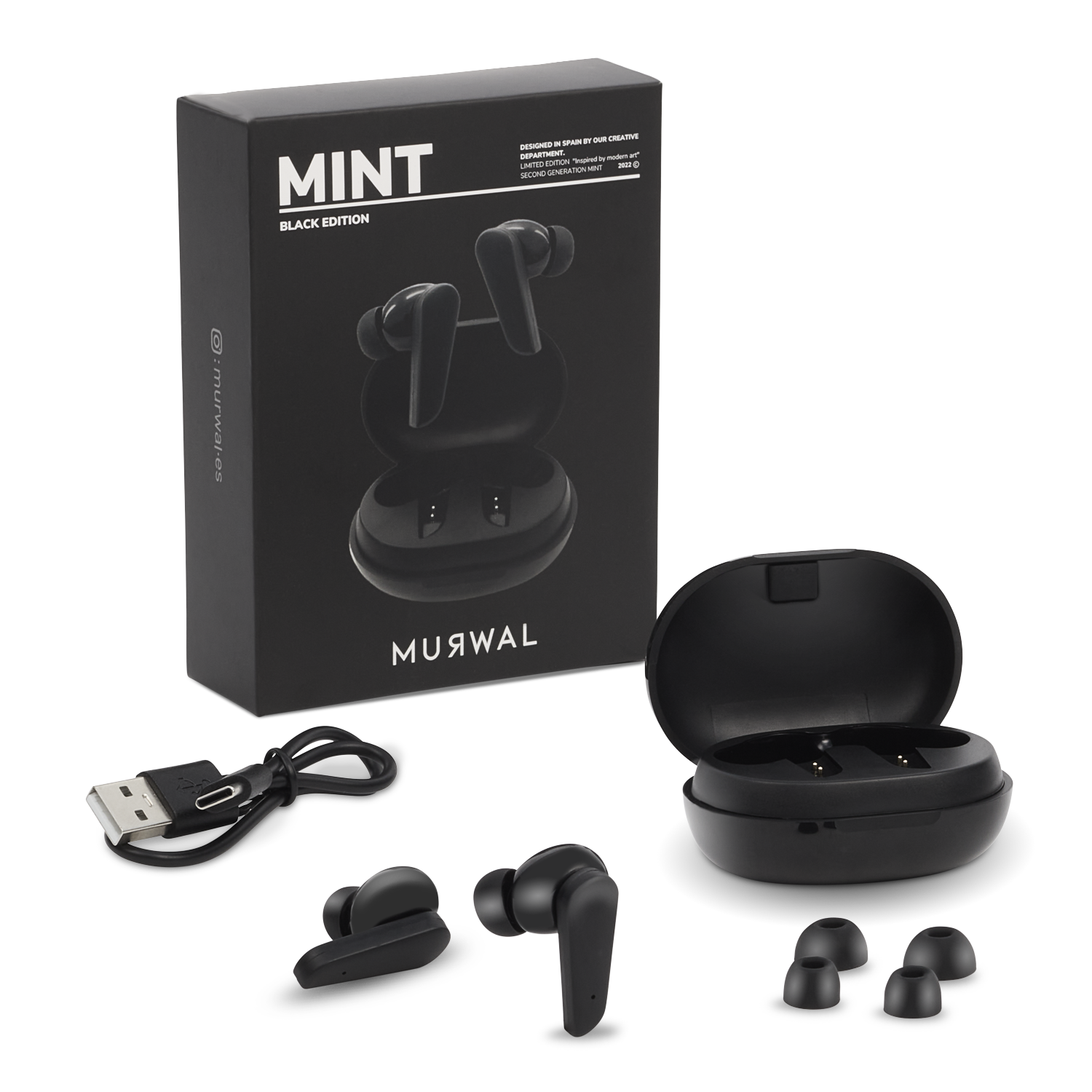 murwal Auriculares Mint Bluetooth inalámbricos con microfono 16Horas de  reproducción, IPX5 Impermeable, reducción de Ruido Ideales para el día a  día Ajuste Oreja (Negro) : : Informática