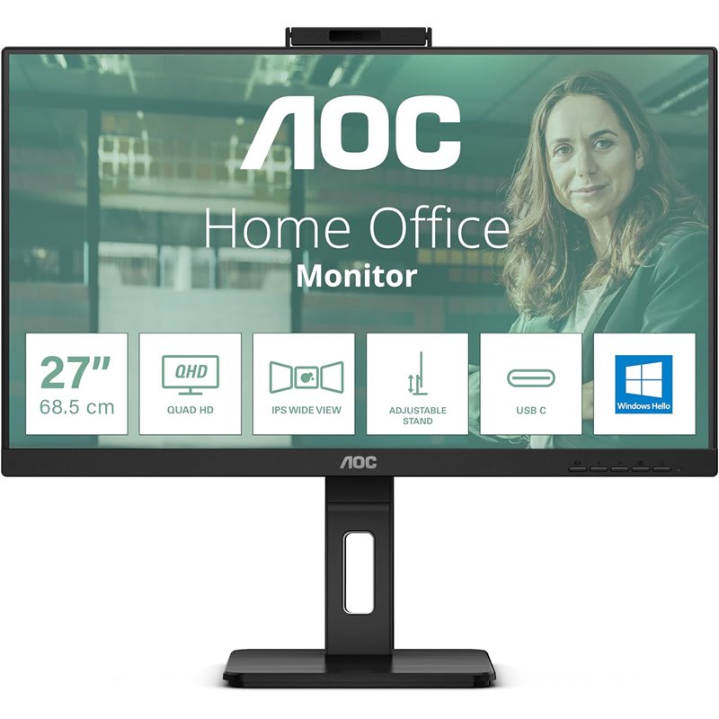 Monitor AOC Q27P3CW de 27" LED IPS QHD 75 Hz USB-C Cámara web