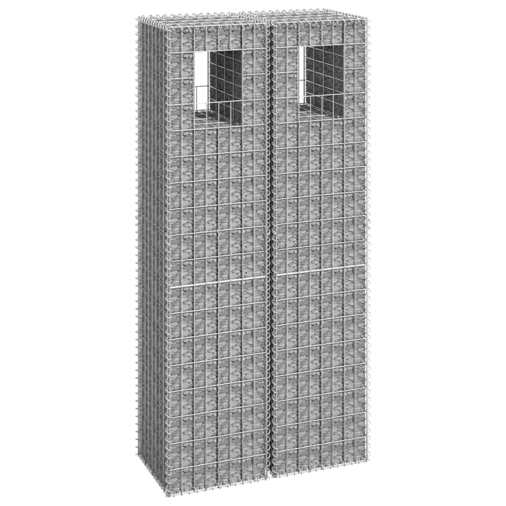 vidaXL Cestas Postes de Gaviones Hierro Patio Jardín Jardinera (2 unidades) Dimensiones 40 x 40 x 60 cm,  40 x 40 x 100 cm,  50 x 50 x 60 cm y mas