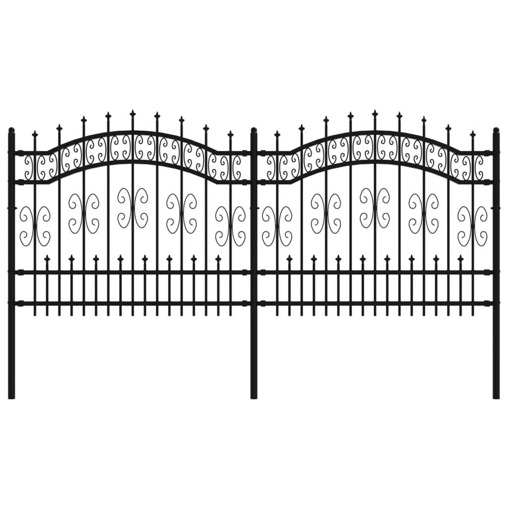 vidaXL Valla de jardín con punta de lanza negra, 240 x 100 cm, acero con recubrimiento en polvo