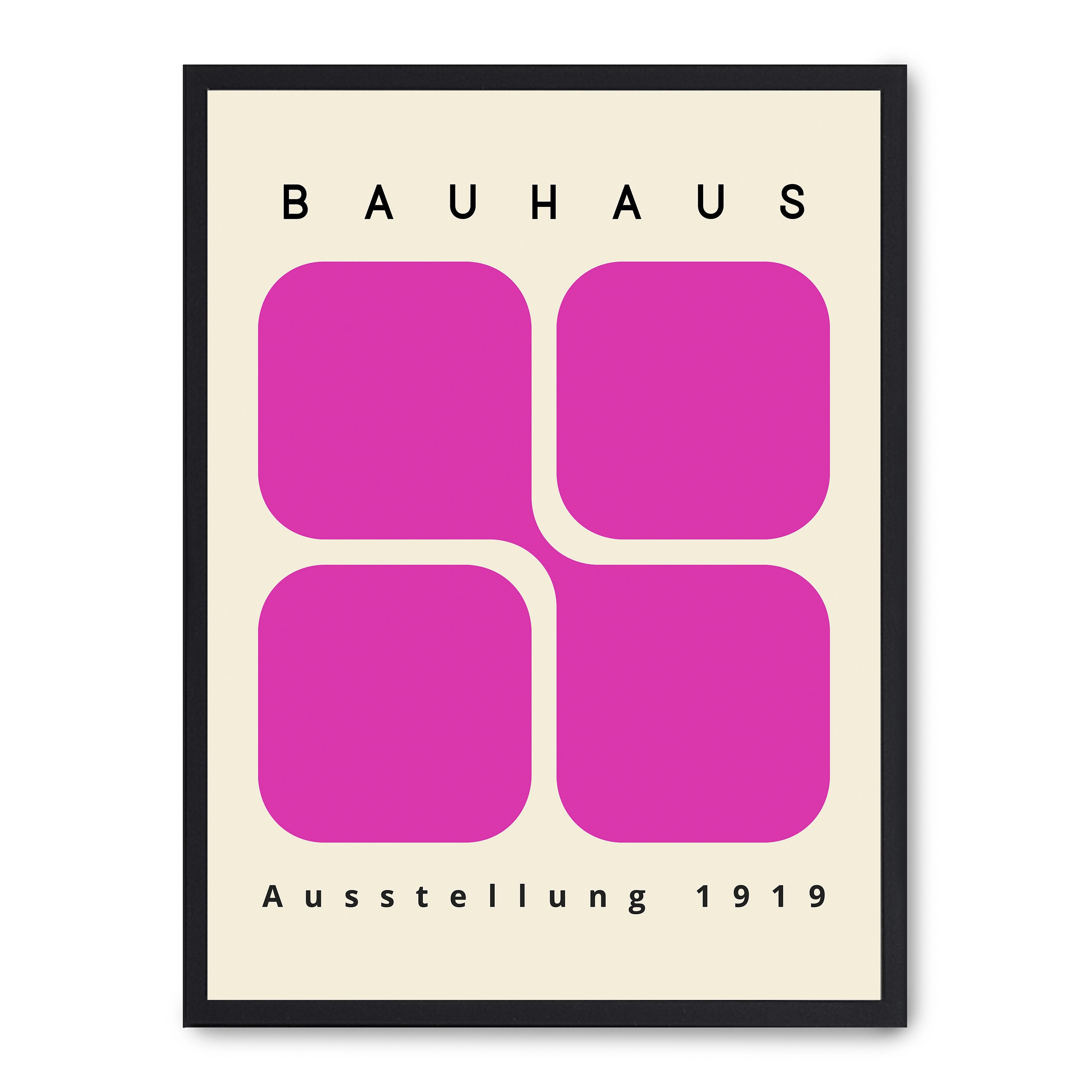 Cuadro bauhaus pink forms 30x40cm, Póster impreso en papel de primera calidad de 180gr, montado sobre marco de madera MDF acabado en negro., Arte - Bauhaus