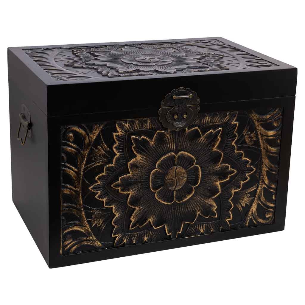 Wonderlust Deco - Baúl de madera 60x40x42h cm Negro 60x40x42h cm