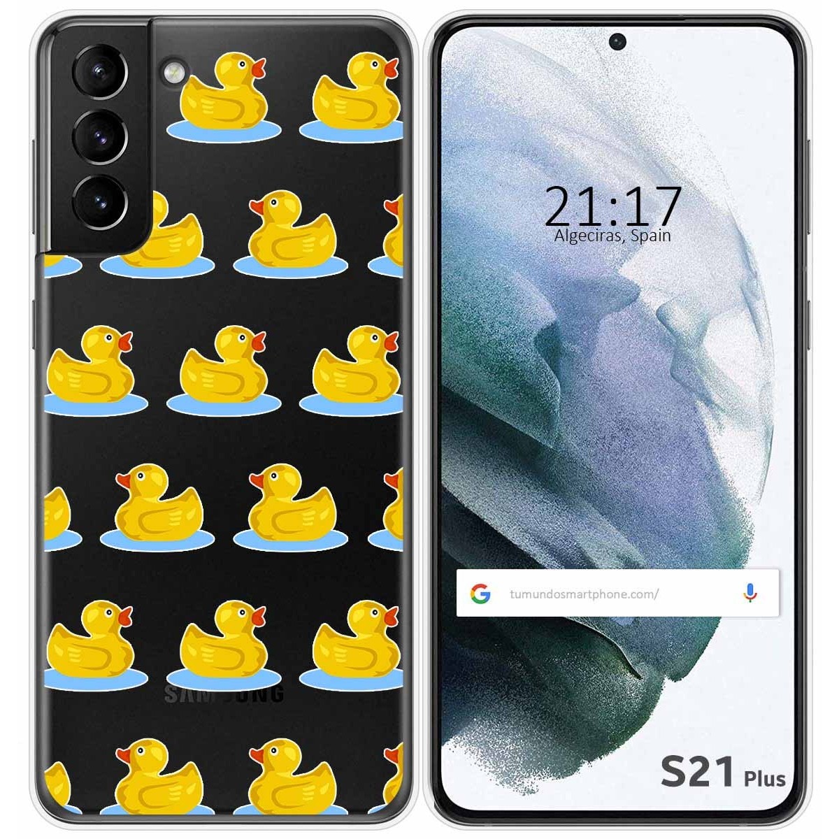Tumundosmartphone Funda Gel Transparente para Samsung Galaxy S21+ Plus 5G diseño Pato Dibujos