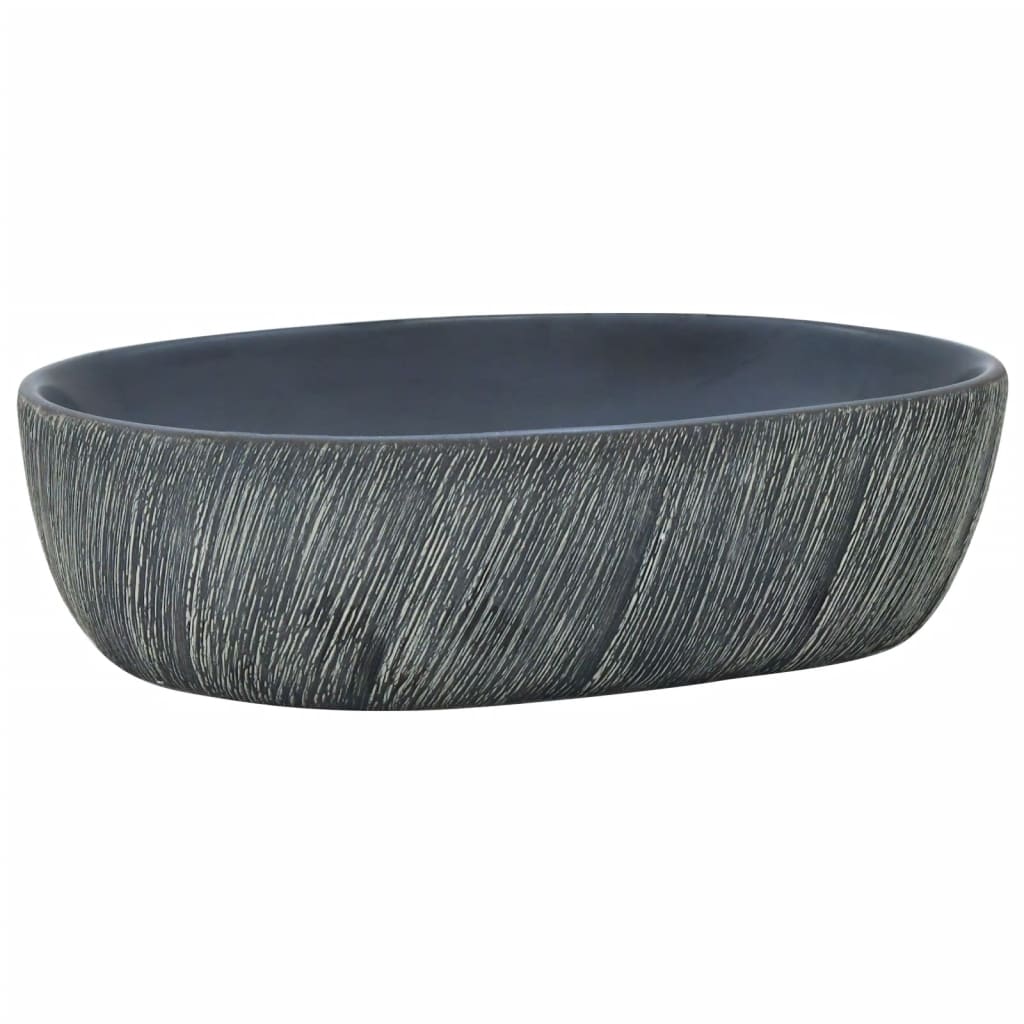vidaXL Lavabo sobre encimera ovalado cerámica 47x33x13 cm