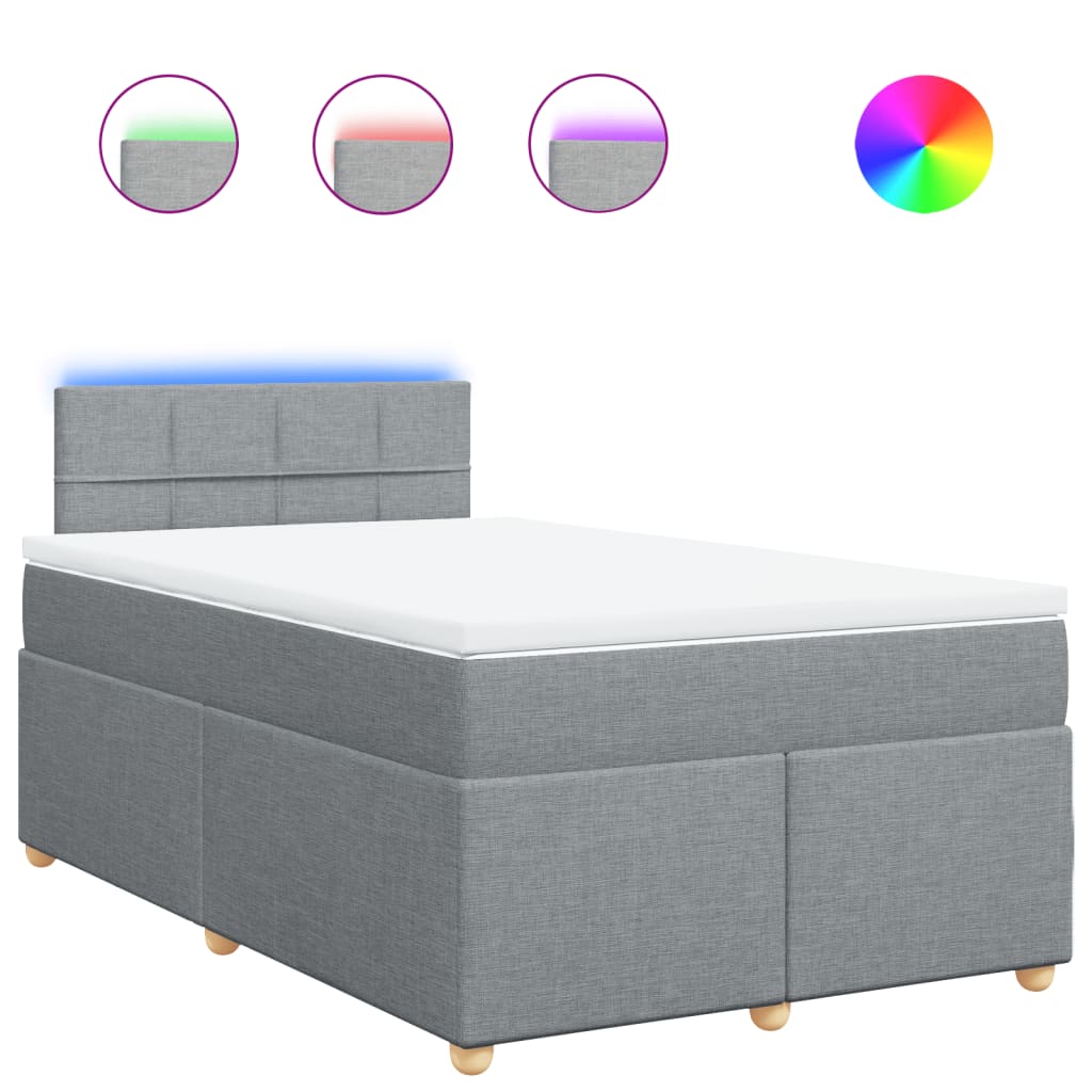 vidaXL Cama box spring con colchón tela gris claro 120x200 cm