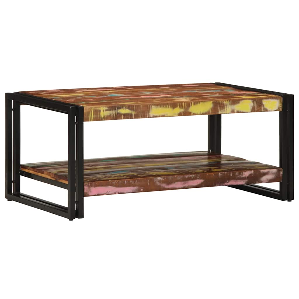 vidaXL Mesa de centro multicolor 90x50x38 cm madera maciza reciclada