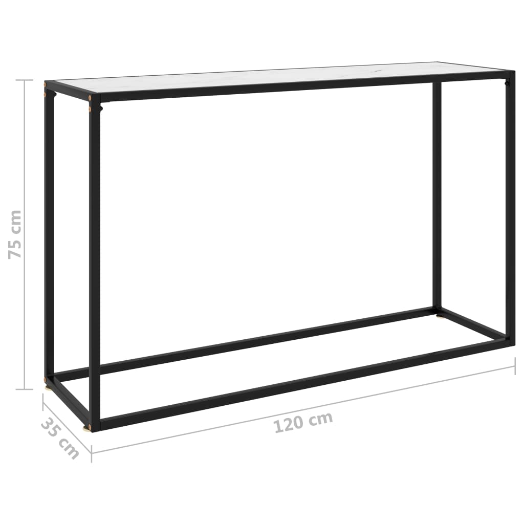 vidaXL Mesa consola vidrio templado blanco 120x35x75 cm
