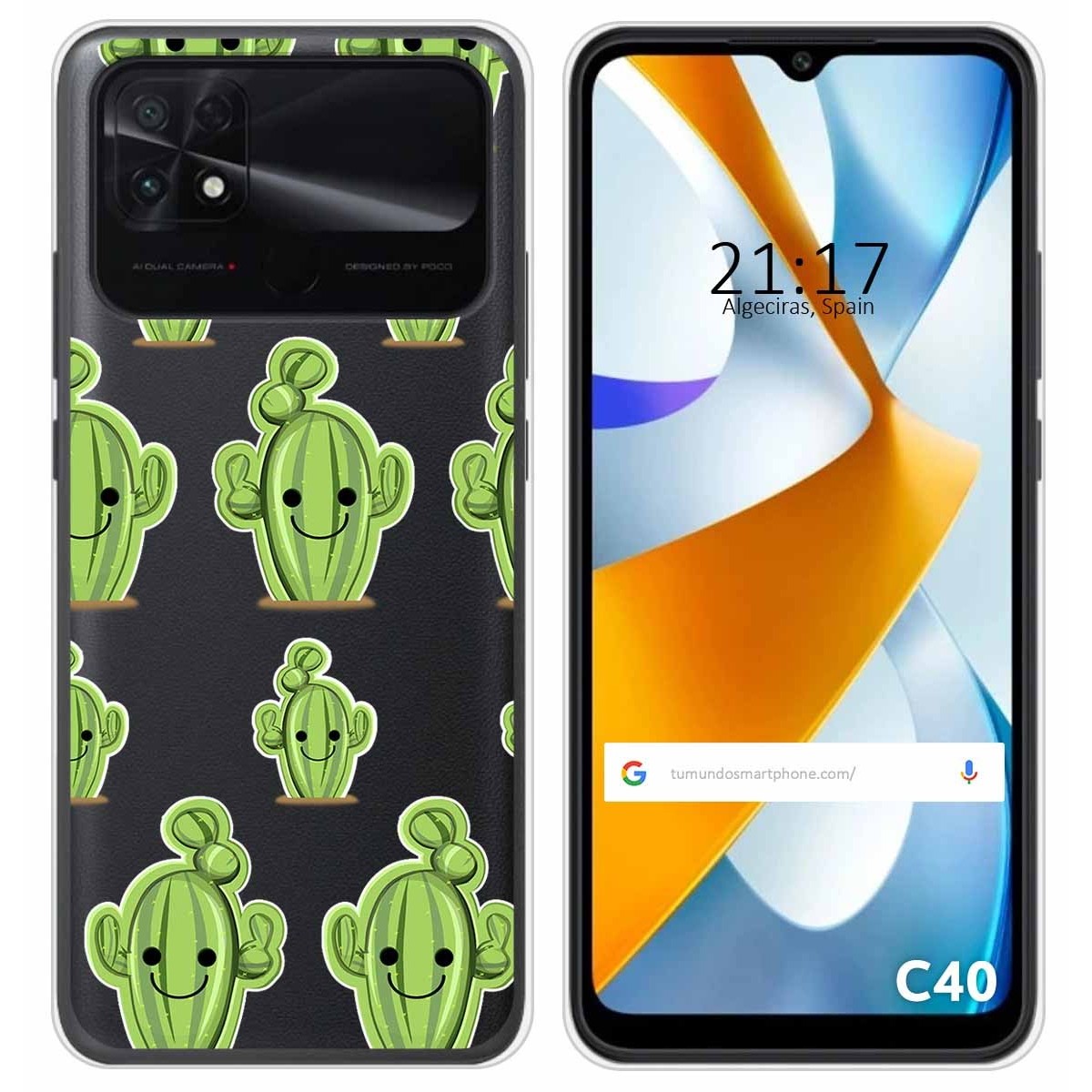 Funda Silicona Transparente para Xiaomi POCO C40 diseño Cactus Dibujos