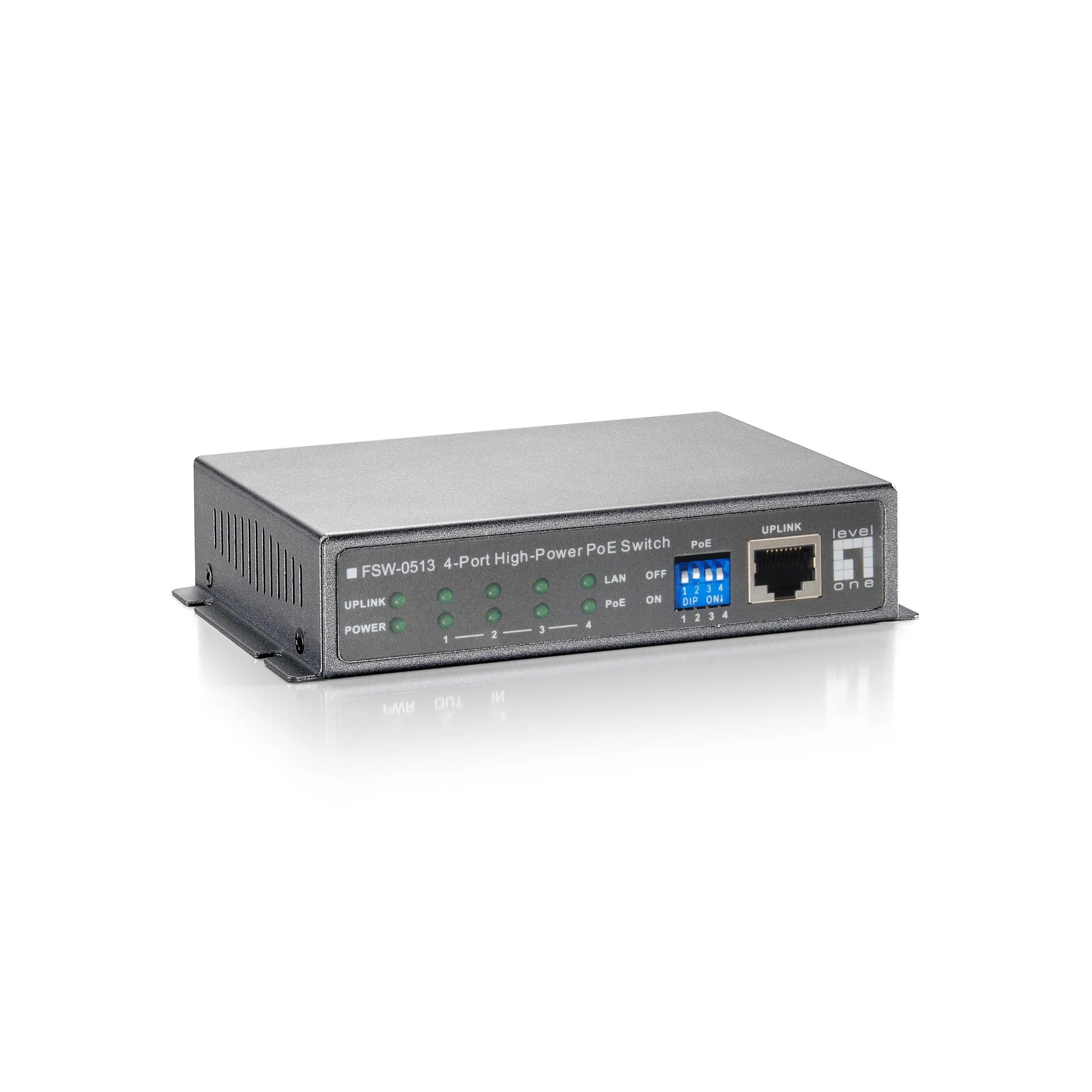 HUB Switch puertos 5 LevelOne FSW-0513 | Fast Ethernet (10/100), presupuesto 120W, Negro, Gris