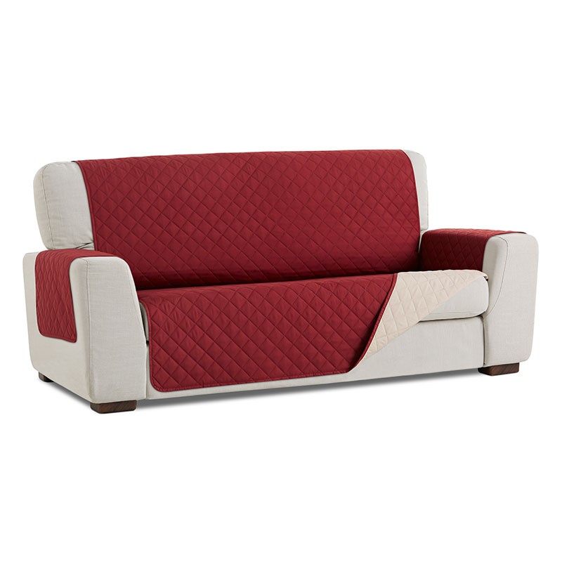 Salvasofá Couch Cover Reversíble Sofá 4 Plazas, Rojo / Beige. MAXIFUNDAS FUNDAS DE SOFA & CHAISE LONGUE