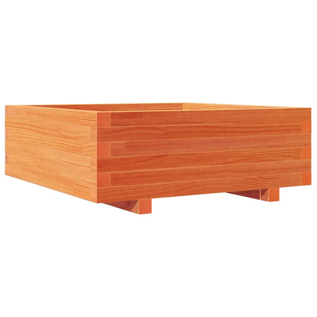 vidaXL Jardinera de madera maciza de pino 70x70x26,5 cm Color Pino natural,  Blanco,  Marrón cera y mas