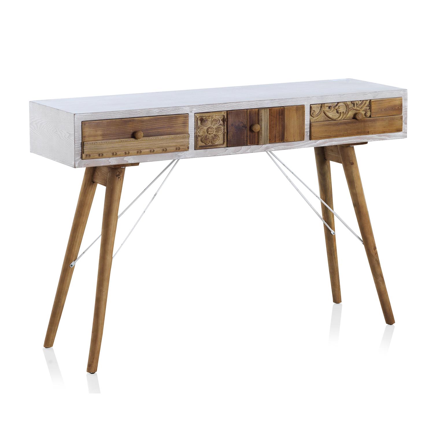 Consola Blanca Con Frente De Madera Natural Recuperada. El mejor complemento para tu hogar. Fijalo