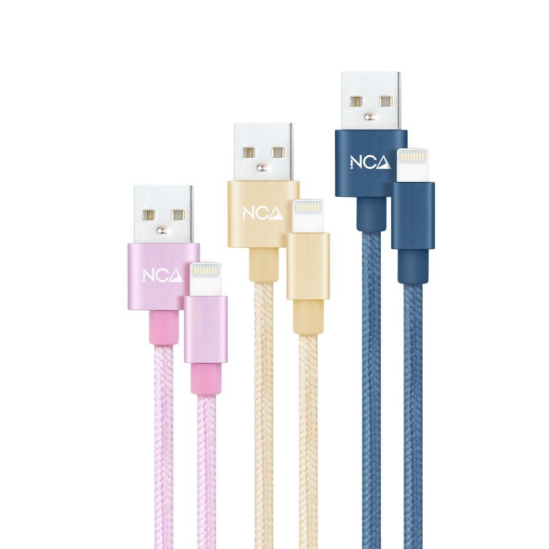 Nanocable - 3 Cables Lightning a USB 2.0, Lightning/M-USB A/M, Rosa, Dorado y Azul Pacífico, 1 m 10.10.0401-CO2