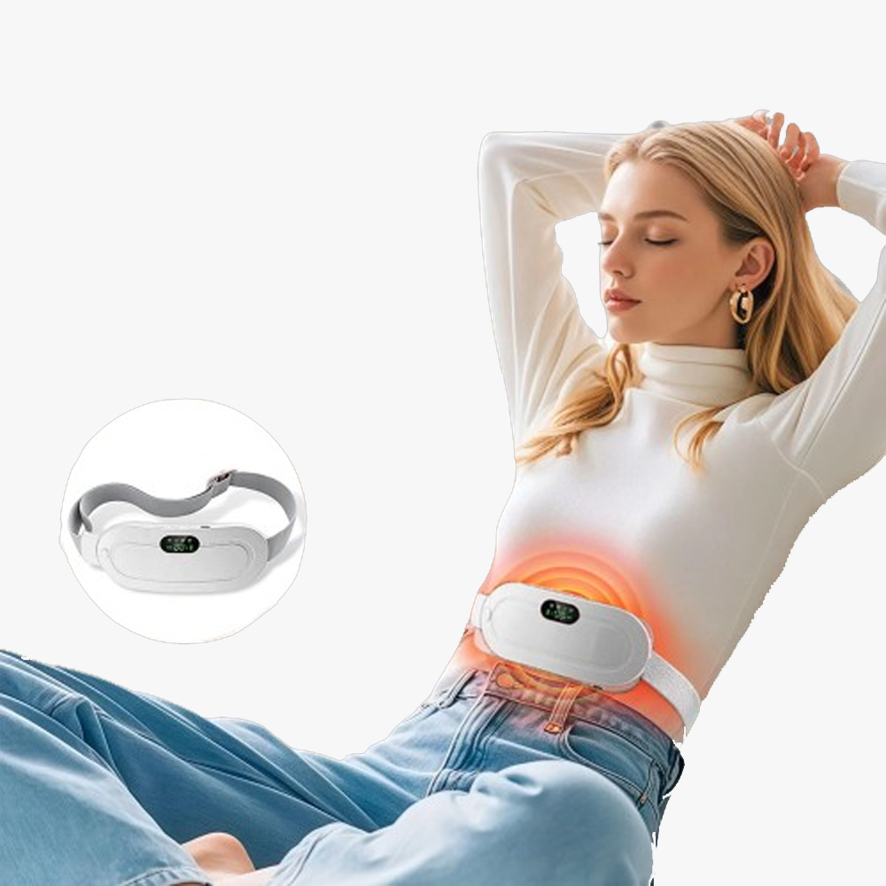 Cinturón de Masaje Abdominal con Calor Rápido 3–5s, 3 Niveles de Temperatura y Función Vibración – Compresa Térmica Portátil para Alivio de Cólicos Menstruales y Zona Lumbar