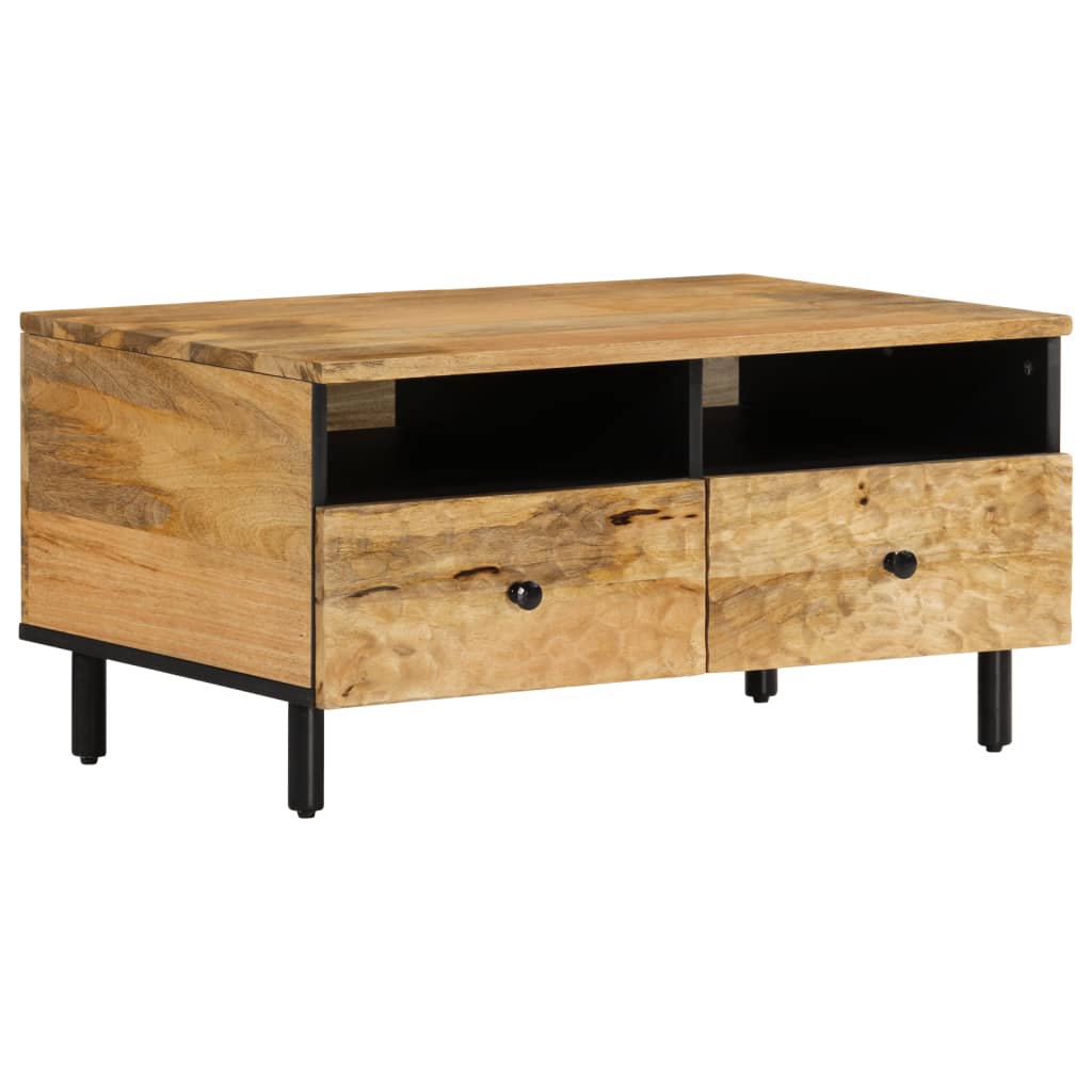 Vidaxl Mesa de Centro Madera Maciza de Mango 80x54x40 Cm Negro