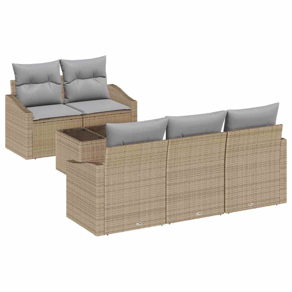 vidaXL Juego de Sofá Manual 6 pcs Beige y Gris Claro ratán sintético