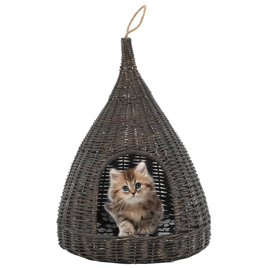 vidaXL Casa para Gatos con Cojín Forma Tipi Sauce Natural 40x60cm Mascota Color Gris,  Natural, y mas
