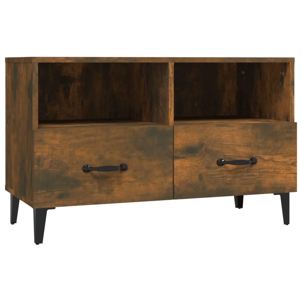 vidaXL Mueble para TV madera contrachapada roble ahumado 80x36x50 cm