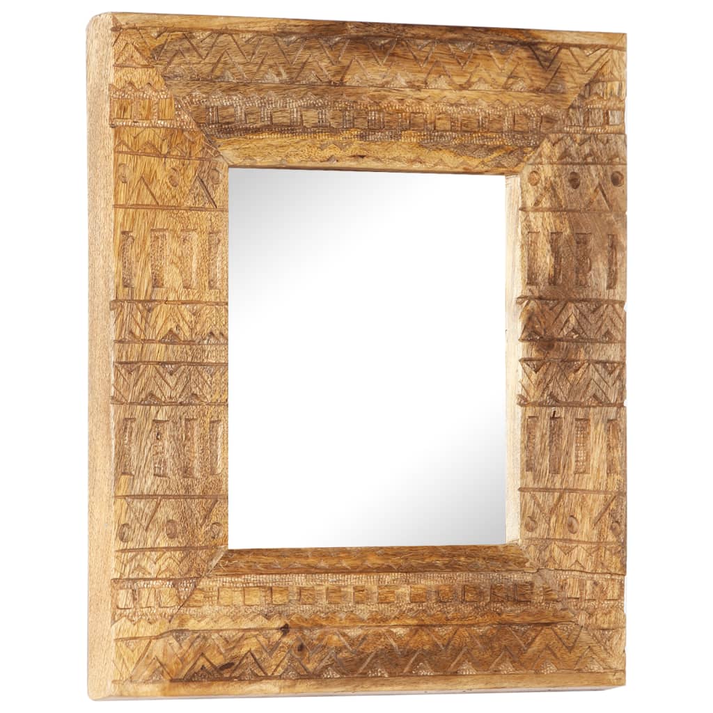 vidaXL Espejo Tallado a Mano de Pared para Pasillo Madera Maciza de Mango Dimensiones 50 x 50 x 2.5 cm, 80 x 50 x 2.5 cm, 110 x 50 x 2.5 cm