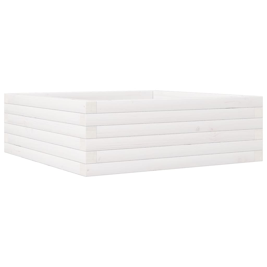 vidaXL Jardinera madera maciza de abeto 70x70x23 cm Color Pino natural,  Blanco,  Marrón cera y mas