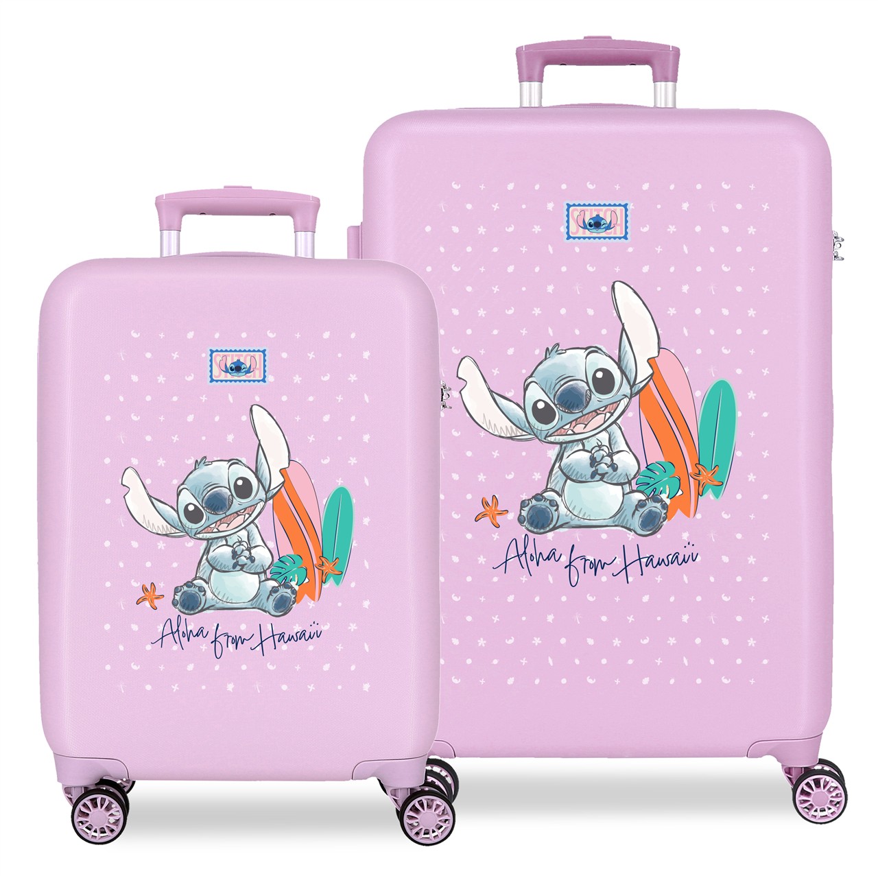 Juego de maletas Stitch from hawaii lila 46x65x23 cm