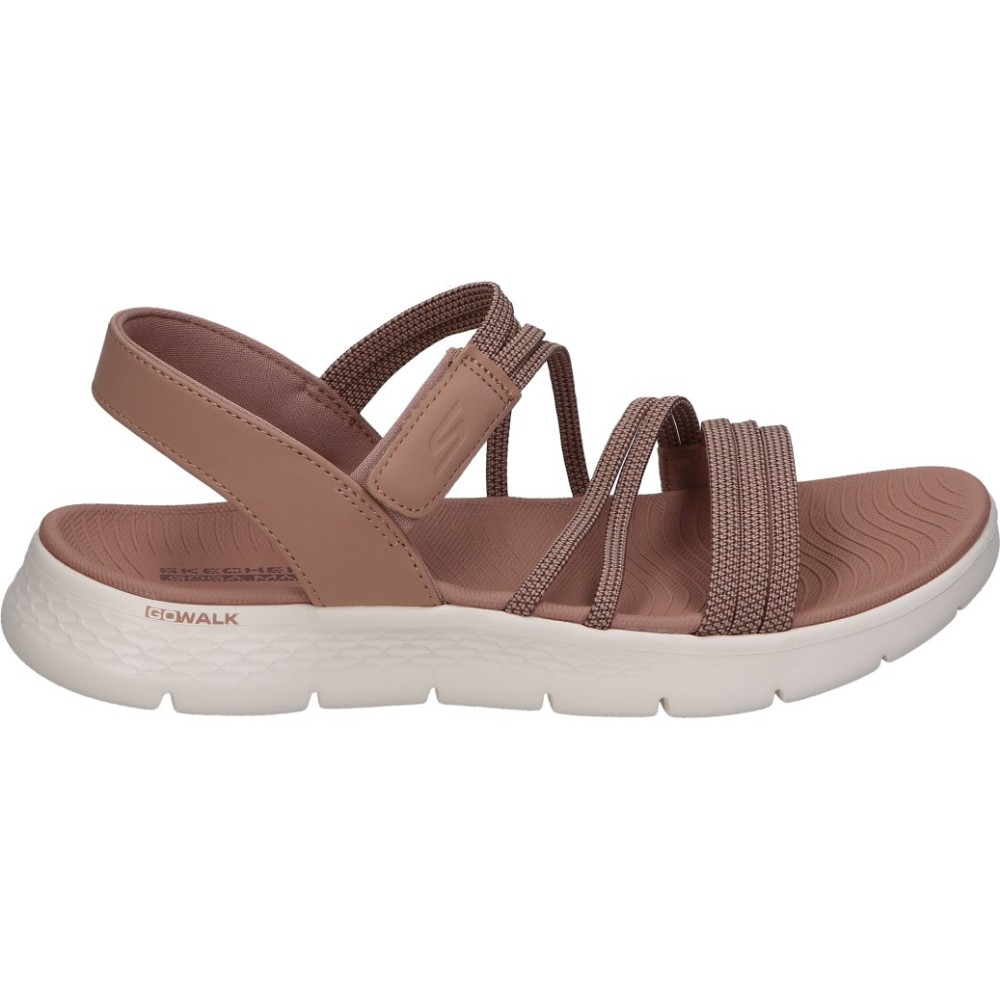 SKECHERS | Sandalias Skechers GO WALK Flex para Mujer – Sandalia Plana en Color Taupe – Sandalia de Verano con Velcro – Estilo Deportiva – Go Walk – Cómodas y Versátiles – Modelo 141473-TAN