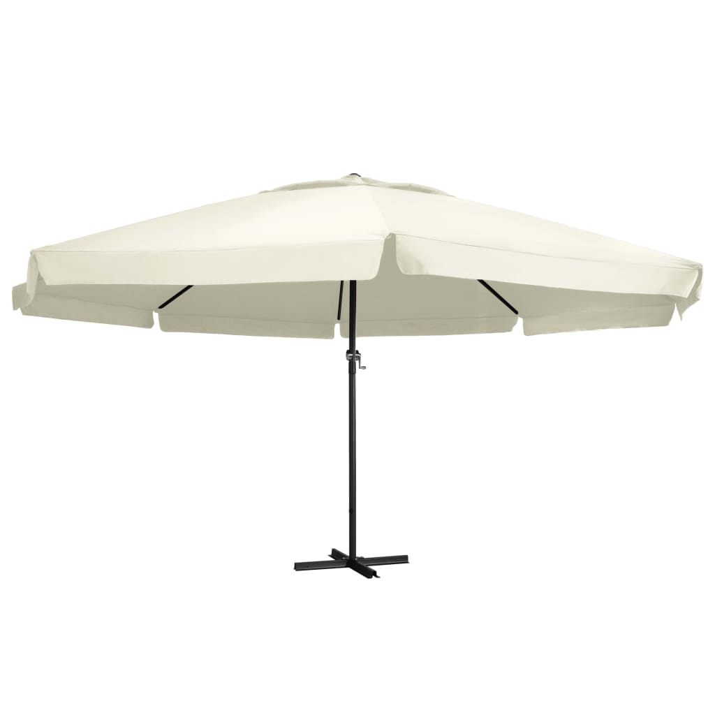 vidaXL Sombrilla de jardín con palo de aluminio blanco arena 600 cm