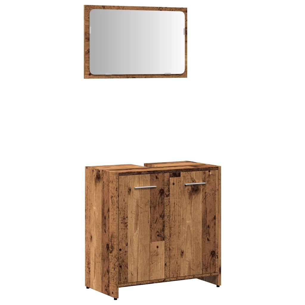 vidaXL Mueble de baño con espejo de madera antigua madera ingeniería